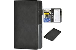 HERRIAT Server Books for Waitress - Marble Texture Leather Waiter Book Server Wallet with Zipper Pocket, Cute Waitress Book&Waitstaff Organizer with Money Pocket Fit Server Apron, classic black, OneSize