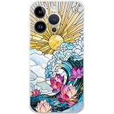 PrintiFy iPhone 14 Pro Max ile Uyumlu Vitray Okyanus Sabahı Tasarımlı Şeffaf Silikon Kılıf
