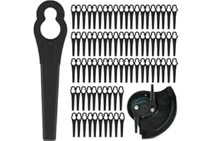 EnixwH 100 sztuk plastikowych ostrzy do kosiarki, wymienne ostrza do trawy, wymienne ostrza z tworzywa sztucznego, do bezprzewodowych kosiarek i kosiarek (czarny)