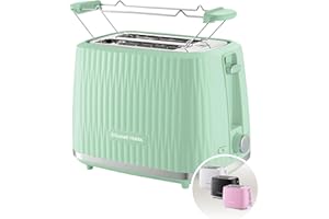 ‎RUSSELL HOBBS Russell Hobbs Toster na 2 kromki (6 poziomów opiekania, funkcja High-Lift, funkcja rozmrożenia, podgrzewania, anulowania, tacka okruchy, teksturowana powierzchnia zewnętrzna, pistacjowy) Eden 27374-56
