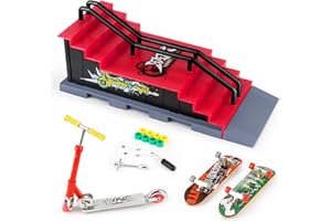 KETIEE Mini Finger Skateboard Ramp Set, Fingerboard Skateboard Skate Park Deck Truck Finger Board Ramp Kit Toy for Kids Birthday Gift, 1810-6F Upgrade