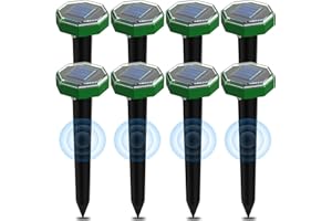 GZAODAO Repellente ultrasonico Solare per Topi, Confezione da 8 Pezzi, Grado di Protezione IP65, Efficace Contro roditori Come Talpe, Adatto per Giardini e Prati
