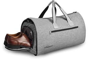 Puersit Garment Bag Large Duffel Bag Carry on Suit Travel Bag for Men Women Travel & Sports, 2 in 1 Hanging Suitcase Suit Business Travel Bag with Shoe Bag (Grey)