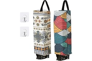 HAOHAI Lot de 2 supports muraux en plastique pour sacs d'épicerie, distributeur de sacs en plastique avec 2 crochets (2, colorés)