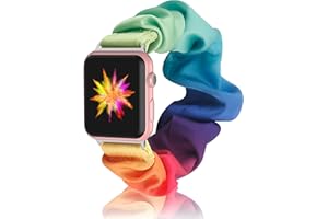 ORROKER Kompatibel mit Scrunchies Apple Watch Armbänder 38mm 40mm 42mm 44mm Scrunchie Elastisches Armband Damen Mädchen Bedrucktes Stoffarmband für Apple iWatch Serie 6 5 4 3 2 1