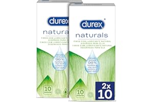 Durex Naturals Preservativos con Lubricante Natural de Base Agua, Diseñado para Ella - 10 condones x2
