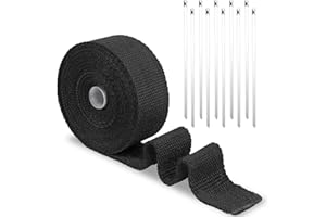 eupdd 15M Nastro Termico Isolante: Benda Termica per Scarico Marmitta con 10 Pezzi 300mm Fascette Metalliche, Nastro Termico per Marmitte, Bende Termiche Moto, Benda Termica per moto, auto e camion