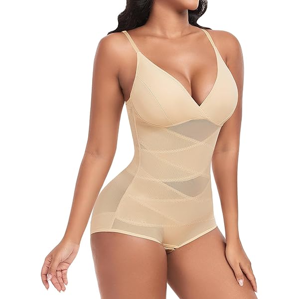 Junlan Body Shaper Modellante Donna Pancia Piatta - Guaina Contenitiva Con Scollo Quadrato E Chiusure A Gancetto