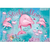 Stickeralbum ROSA DELFINE – Glitzer-Stickerbuch Für Kinder, 42x15cm, Zum Einkleben & Sammeln