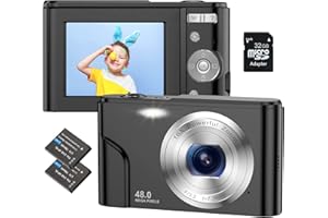 UMIPYIZA Cámara Digital Compacta Autofoco con Tarjeta de 32G, FHD 1080P 48MP Camara Fotos 2,4 Pulgadas Recargable con Zoom 16X Camara Compacta para Niño, Principiantes, Estudiantes, Adulto (Negro)