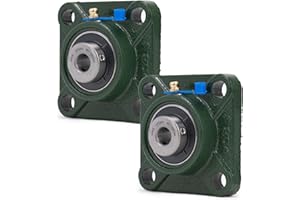 XiKe Pack of 2 UCF201 Bore 12 mm Pillow Block Bearing with Square Flange, Integrated Cast Iron Shell and Self-Aligning Chrome Steel Bearings