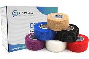 GSPCARE Selbsthaftende Bandage 2,5 cm x 4,5 m, 6 Rollen Elastisch Kohäsiver Verband Tierverband Selbstklebend, Haftbandage für Schwellungen der Knöchelverstauchungen am Handgelenk