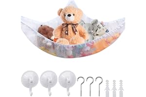 Chstarina Hamac Jouet de Rangement Organisateur avec 3 Crochets et 3 Ventouses pour Animaux en Peluche Blanc 150 * 100 * 100 cm