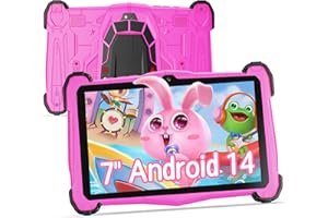 ‎EAGLESOAR EagleSoar Kinder Tablet 7 Zoll, für Kinder von 3 12 J, Android 14 mit 10GB RAM 64GB ROM 1TB erweiterbar, mit Kinder Lernsoftware iWawa und Kindersicherung, 4000 mAh Akku, Octa Core Prozessor, Rosa