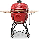KAMADO BONO Ceramic BBQ Grill, 25" Grande Limited, Red I Kamado BBQ Charcoal Grill with Dual Zone Grilling System I Egg BBQ S