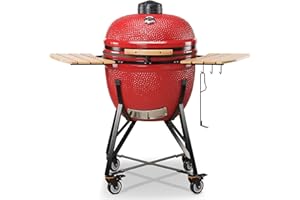 Kamado Bono Grande Limited Barbecue et 6 Accessoires Offerts Gratis - Barbecue Charbon De Bois Taille Portable - BBQ Et Fumoir - Rouge Barbecue Japonais Ceramique Ø 64 cm - Barbecue Balcon
