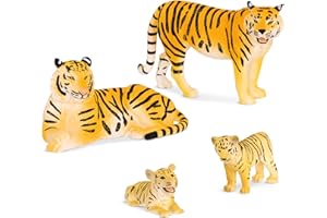 TERRA BY BATTAT Terra par Battat - Jouet Famille Tigre - 4 Figurines réalistes en Plastique de Tigres - Famille Tigre - Animaux Sauvages - Animaux de la Jungle, 3 Ans +