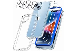 IMBZBK 10 in 1 Handyhülle für iPhone 14 Plus Hülle Case Zubehör mit 3 Stück Panzer Schutz Glas 3 Stück Kameraschutz 360 Grad Schutzhülle Clear Kompatibel mit MagSafe Cover Dünn Durchsichtig
