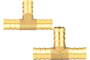 nutmanel T-tuyau connecteur 12mm T pièce en laiton air comprimé raccord de tuyau 3 voies T-pièce pour tuyau d'air comprimé 2 pièces