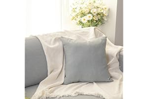 GREATOYAR Juego 2 Cojines de Imitación de Lino, Cojín con Relleno, Antiácaros e Hipoalergénica, para Sofá y Cama, Decoración del Hogar con Cremallera Invisible, 2 Unidades, 45x45cm, Color Gris