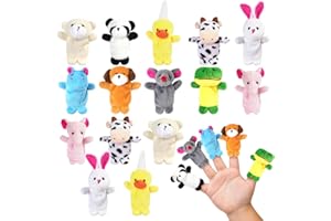 Ainiv 20 Pcs Finger Puppets for Babies, Animals Finger Puppets for Toddlers, Cartoon Hand Puppet Toys for Children, Baby Party Bag Fillers, Cute Plush Animals Dolls for Boys & Girls Gift Educational