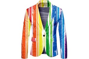 Mymyguoe Graffiti Jacket Men's Blazer Long Sleeve Colourful Suit Jacket Funky Suit Neon Coloured Suit Jacket Lgbt Pride Month Jacket Prom Carnival Costume Men's Suit