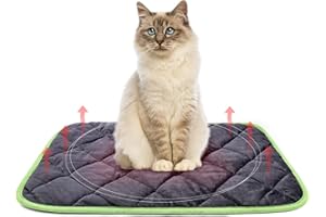 SONNIG Coussin Auto-Chauffant pour Chat & Chien, Couverture, Gris + Vert (48 x 70 cm)