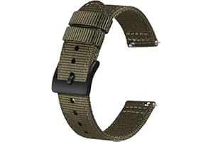 BISONSTRAP Cinturini in Nylon da Uomo, Cinturino per Orologi Militari, Sgancio Rapido, Fibbia Spazzolata, Larghezza Cinturino 18mm 19mm 20mm 22mm