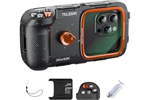 TELESIN Unterwasser Schnorcheln Handyhülle Wasserdicht Tauchen, Universal Unterwasser Foto & Video Tauchen Gehäuse Griff für iPhone 17 16 15 14 13 12 11 Pro Max/XS/X Samsung Galaxy und Mehr Handys