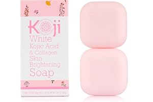 Koji White Kojic Acid & Collagen Skin Brightening Soap for Face & Glowing Skin - Moisturizer, Cleansing Bar, Vegan, Paraben-Free, 80g (2 Bars)