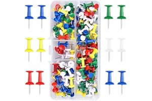 WEONE 100 Pezzi Multicolori Map Puntine, Puntine Disegno con Testa in Plastica in Pratica Scatola, Push Pins Thumb Tacks per Mappa Lavagna Bacheca di Sughero Decorative (5 Colori)