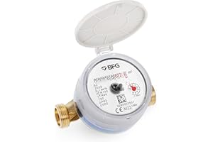 BFG Jauge de Compteur d'eau Chaude & Froide pour Eau Potable Submètre Anti-magnétique Pression Max. 16 Bar, Température Max. 50 °C 2.5 m3/h Pression Max. 16 Bar Température Max. 50 °C