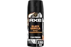 AXE - Déodorant Homme Black Vanilla - Collection Prestige - Spray Anti-transpirant - fraîcheur 72h non-stop - parfum vanille orange et bois de santal - 150ml