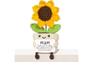 Giftasy Gifts for Mum, Mum Birthday Gifts - Handmade Crochet Cute Sunflower, Mum Gift from Daughter Son, Present for Mum on Her Birthday Christmas Mother's Day