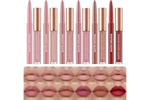 HQDA Set di 12 rossetti Liquid Lipstick Lipliner Set di matite rossetto opaco Nudo a lunga durata Non sbiadisce Rimani acceso 24 ore Rossetto liquido di trucco Lucidalabbra rosse (Set C)