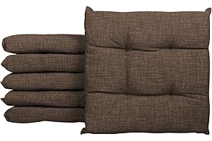 Il Gruppone Passione Casa Set 4/6 Cuscini Sedia con Lacci 4 Punti Cucina Imbottiti Spessore 6 Cm Prodotto Italiano 40 x 40 in Cotone Tinta Unita - Marrone - 6 Pezzi