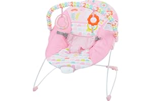Bright Starts Transat Bébé Vibrations Apaisantes - Barre de Jouets Amovible, Pieds Antidérapants, 0-6 Mois Jusqu'à 9 kg (Fancy Fantasy, Licorne Rose)