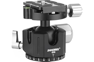INNOREL Teste panoramiche per treppiede in metallo CNC con piastra a sgancio rapido in lega di alluminio Arca Swiss da 38 mm per treppiedi, monopiedi, fotocamera DSLR, videocamera (G36)