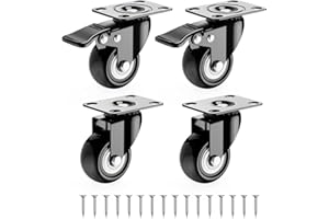 YUMYOLK Ruedas para Muebles Pesados con 2 Freno + Tornillos - 40mm Hasta 140kg - 4 Ruedas que No Dejan Marcas de Alta Resistencia - 40mm Ruedas Giratorias para Palets Engomadas - Negro