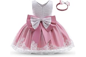 NNJXD Abito da Sposa da Principessa in Pizzo con Ricamo Floreale per Bambina