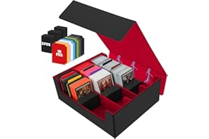 LALATOK Caja de Barajas para Cartas, Caja de Cartas Coleccionables para 1800+ Cartas, Caja de Almacenamiento de Tarjeta con 10 Card Dividers, Magic Deck Box para MTG TCG PTCG Deportivas (Negro Rojo)