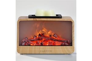 Layove Dynamics Flame Fireplace Electric Wax Burner Warmer Wax Warmer PTC Heating Plate Monochromatic Fragrance for Home Office Gifts & Decor(Light Wood)