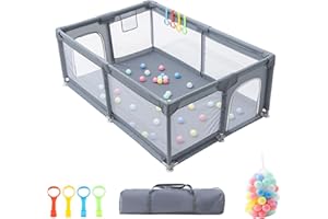 GLOKID Parc Bébé,120x180cm, modulable, grand parc pour enfant en bas âge, Balle marine sac de rangement, crochet, pour la maison (120x180cm)