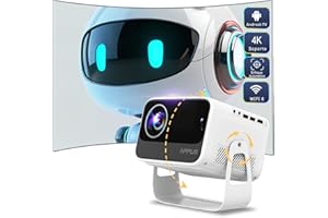 【Android 11.0】 HIPPUS Android Mini Proyector Portátil 4K Soporte con Corrección Trapezoidal Automática, Mini proyector10000 LM Giratorio de 180°, Compatible con Fire Stick y Móvil