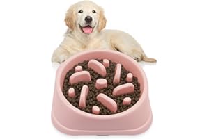 Suhaco Slow Feeder Dog Bowls Dog Food Bowl Slow Feeder Prevent Choking & Overeating, Non Slip Dog Slow Eating Bowl for Small & Medium Dogs Puzzle Pet Feeding Bowls (Pink)