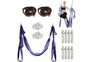 FANGEHONG Yoga Hängematte, 20 Pcs Yoga Seil Set Anti-Schwerkraft, 2,5 m Yoga Schaukel Nylon mit 2 Yogagurt 1m, 6 Handgriff, Montagezubehör, Tasche, Aerial Yogatuch Rutschfest, Yoga Bein Stretcher Fitness