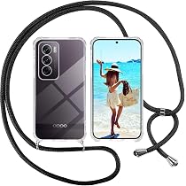 Paekear Custodia Con Tracolla Per Oppo Reno 12 FS / Reno 12 F - Cover Trasparente In Silicone Morbido Con Cordino Regolabile - Antiurto E Antigraffio