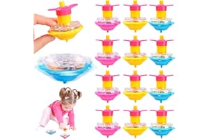 PICRIK 12 Pack Spinning Tops for Kids, Light Up Spinning Tops, Gyroscope Gyros Toy Magic Flashing Music UFO Spinning Tops with Lights and Music Birthday Party Bag Fillers for Kids Toddlers Toys Gift