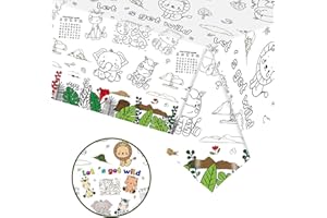 POPOYU Coloring Tablecloth for Kids,137*274cm Giant Colouring Table Cloth,Paper Tablecloths Forest Animals Rectangular Table Cover for Party,Art Coloring Educational Tablecloth Party Supplies for Boys Girls