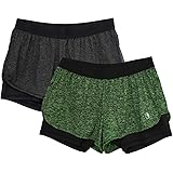 Icyzone Women's 2-in-1 Sports Shorts, Shorts, Running Shorts for Training / Yoga, Pack of 2